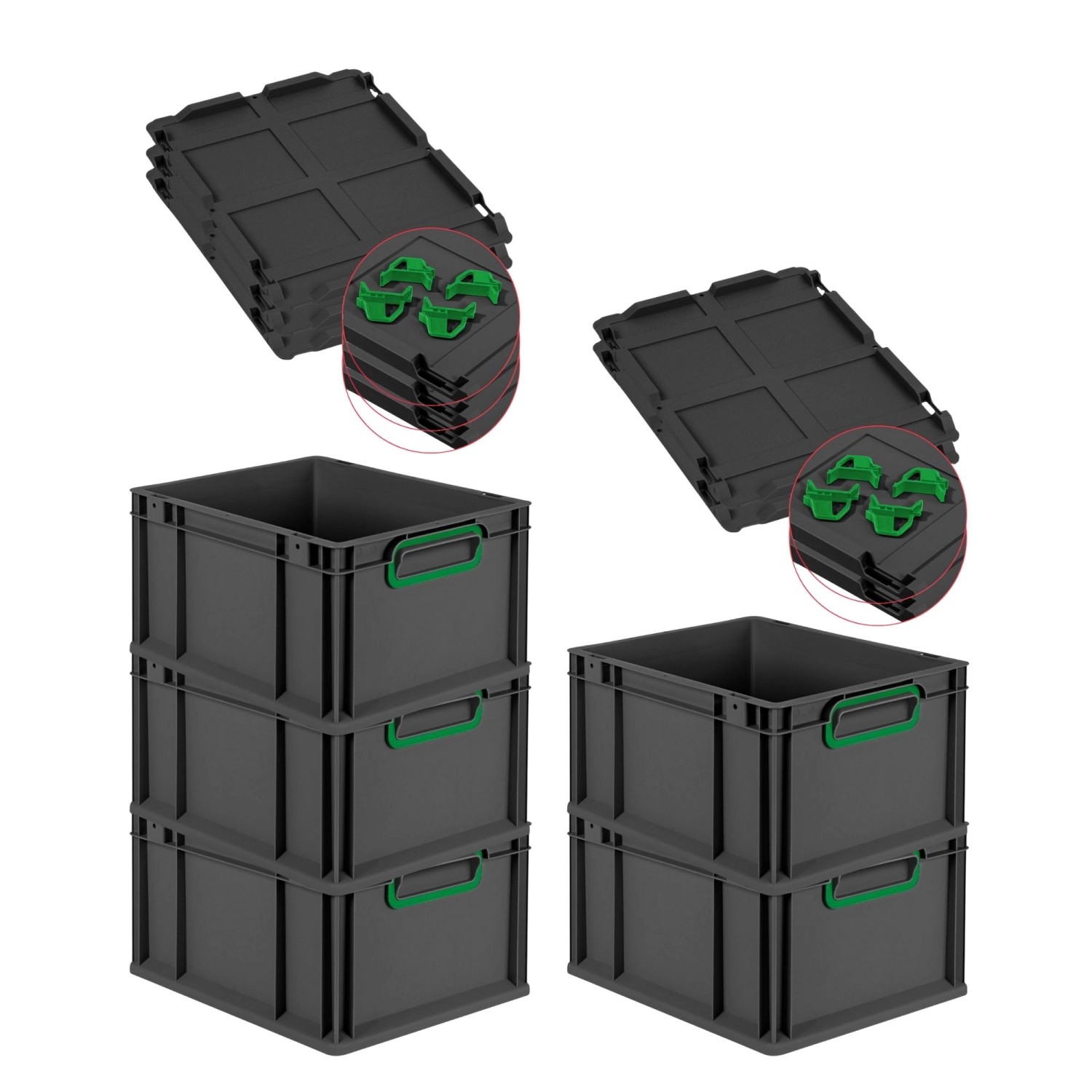 PROREGAL SparSet 5x Eurobox Nextgen Color Mit Auflagedeckel HxBxT 22x30x40c günstig online kaufen