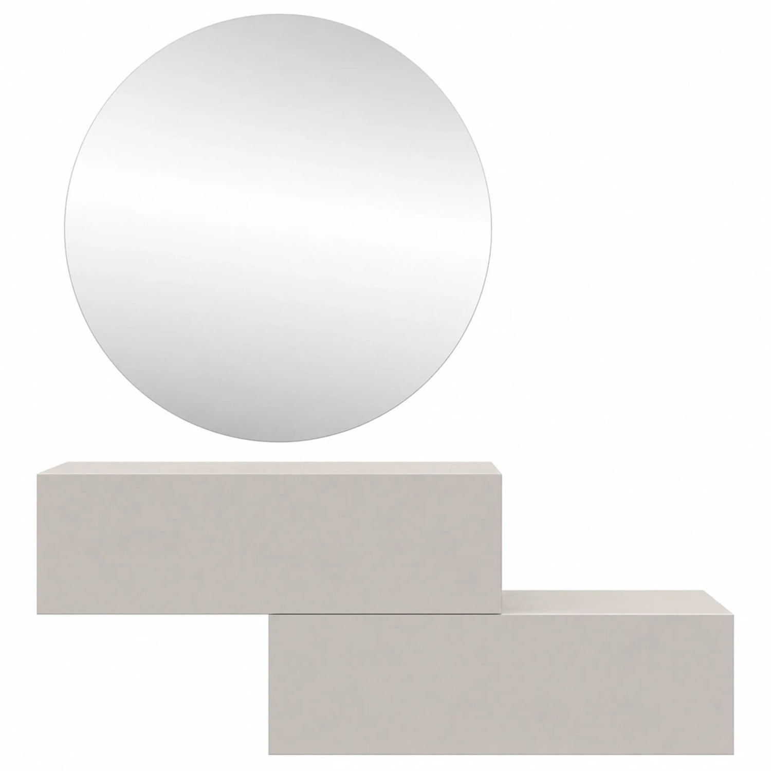 Planetmöbel NOVA Garderoben Set 2 x 100 cm Kaschmir Hängend mit LED Spiegel 100 cm Dimmbar Grifflos