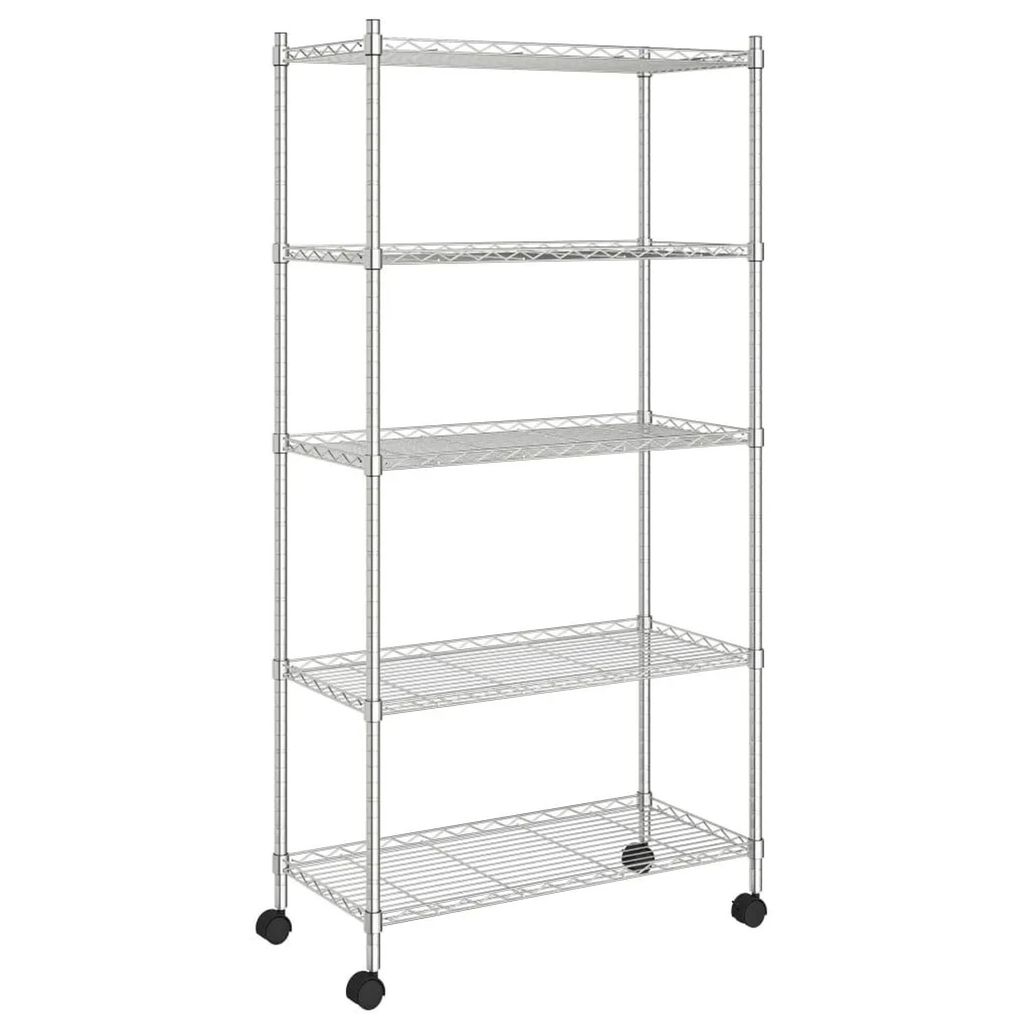 vidaXL Lagerregal mit 5 Böden und Rollen 75x35x155 cm Chrom 250 kg 324629