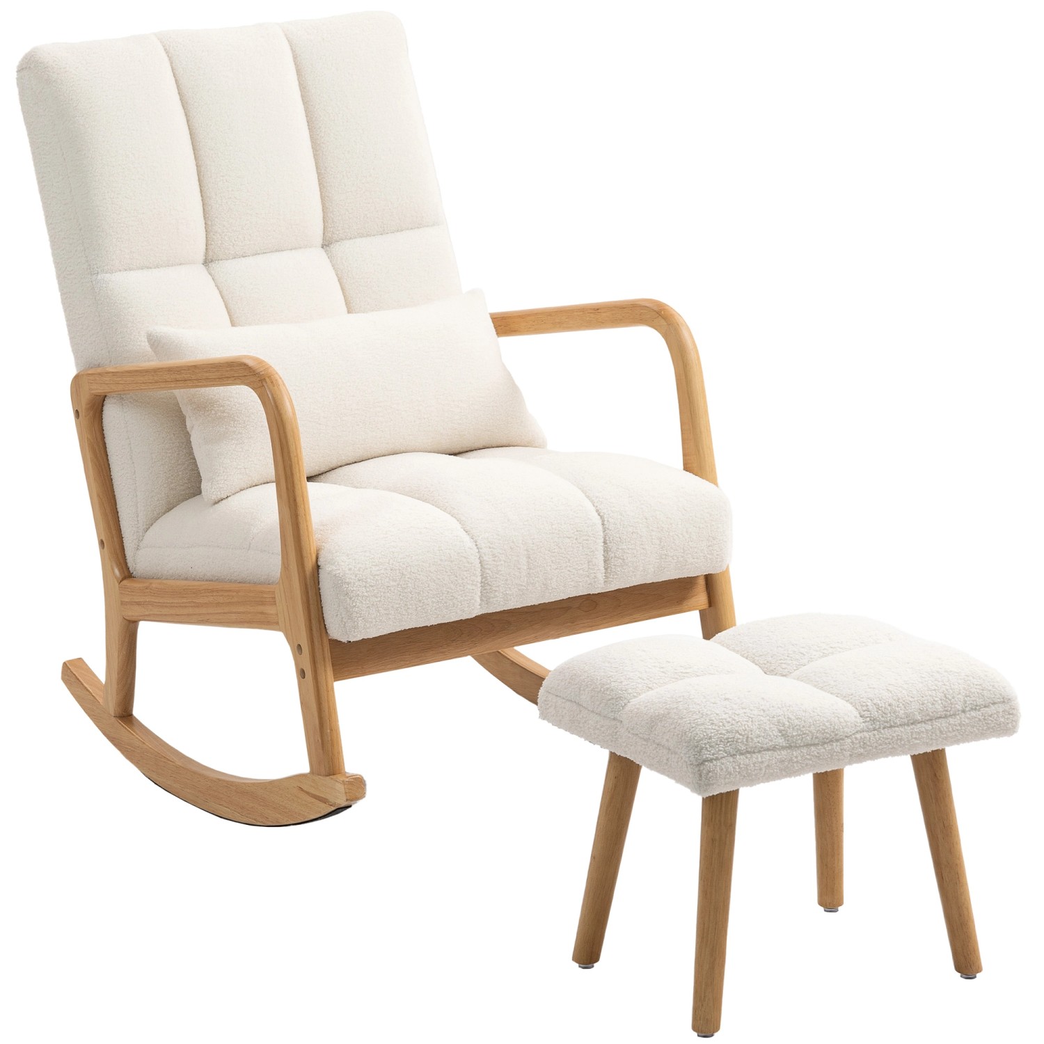 HOMCOM Schaukelstuhl mit Hocker Polyester Kautschukholz 64,5L x 82B x 99H c günstig online kaufen