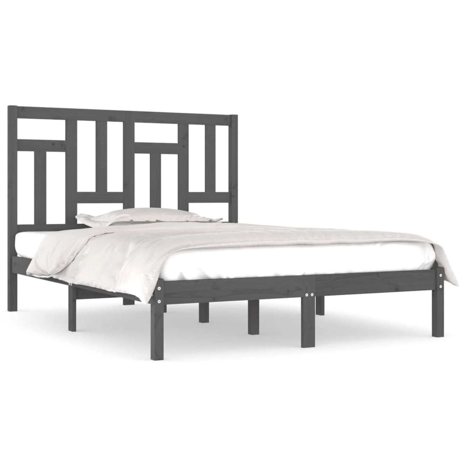 vidaXL Massivholzbett Grau Kiefer 200x200 cm1156875 günstig online kaufen