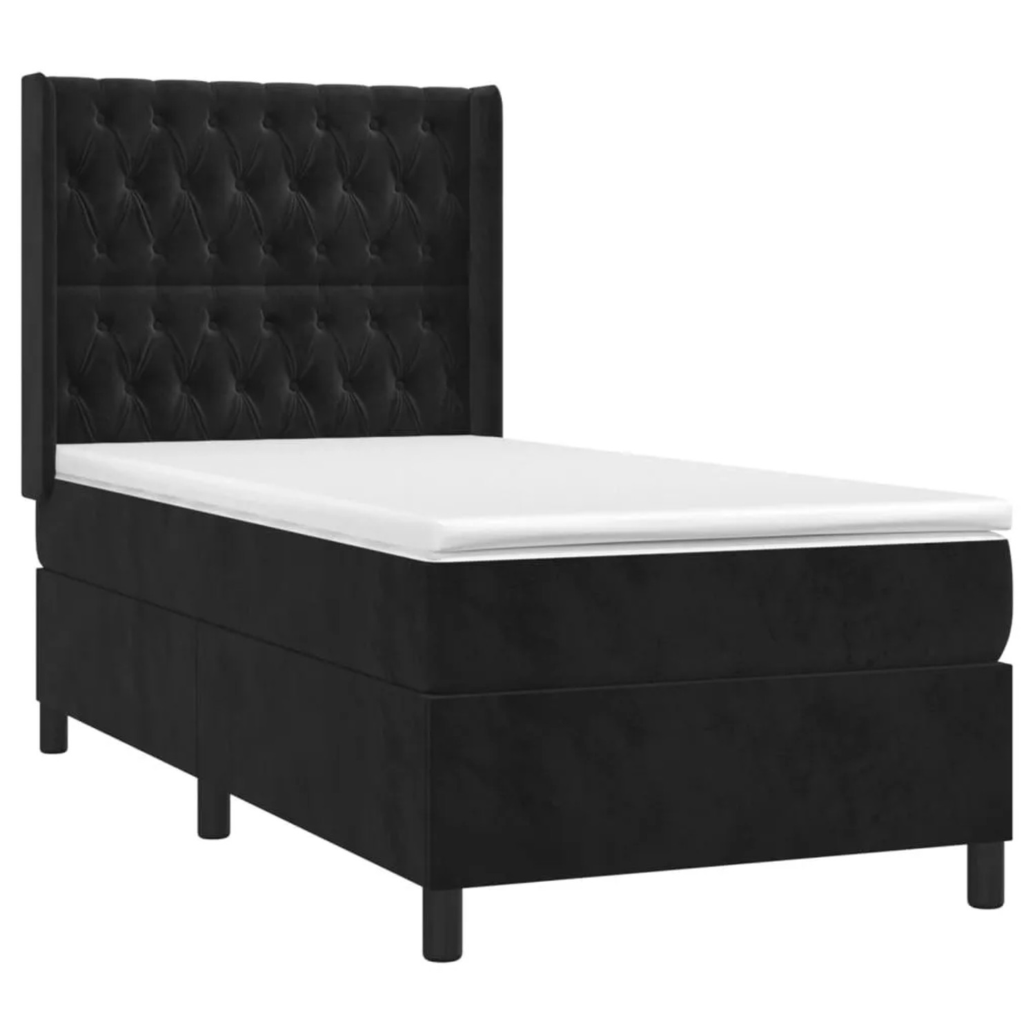 vidaXL Boxspringbett mit Matratze & LED Schwarz 90x190 cm Samt 3139717 günstig online kaufen