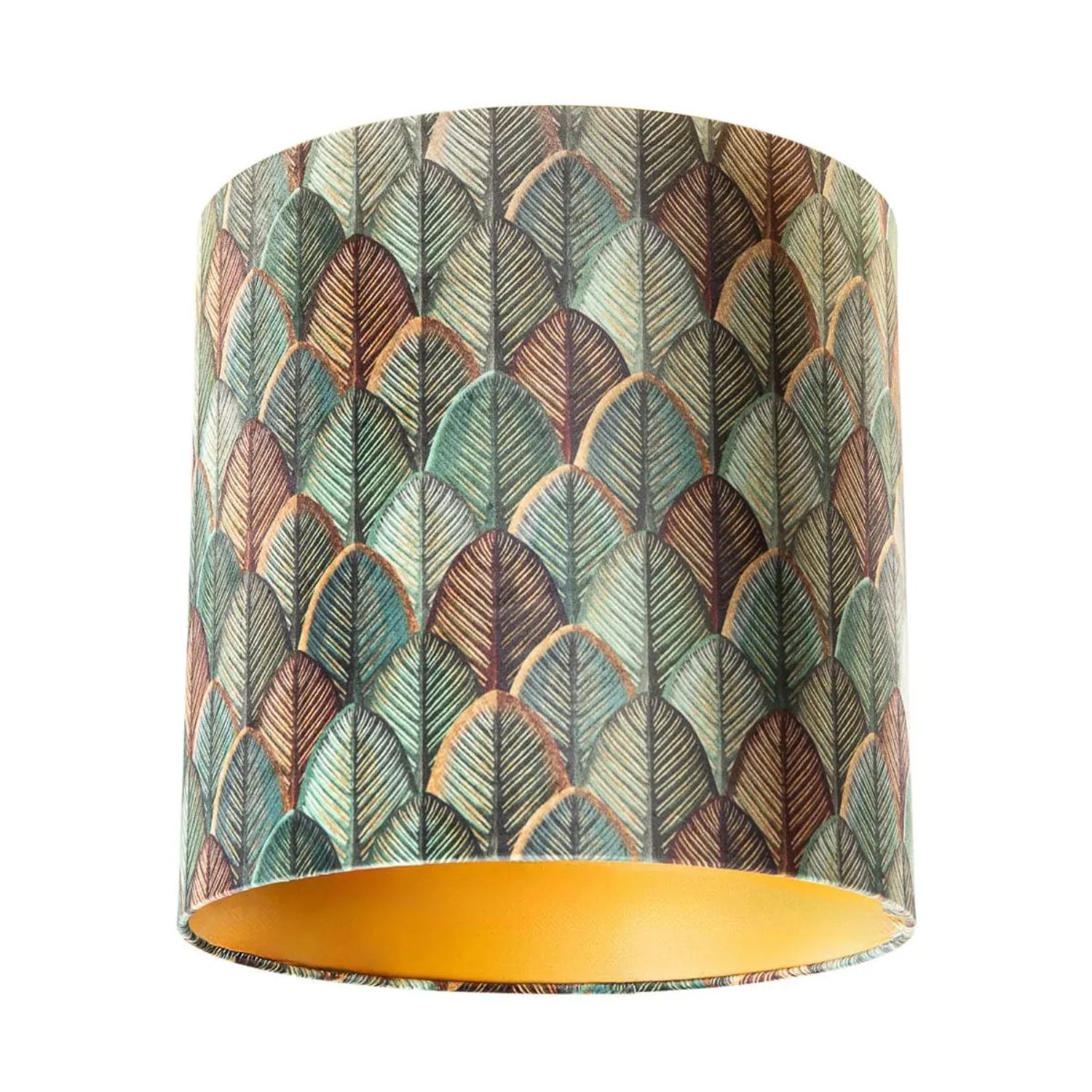 QAZQA Samtlampenschirm mit Blattdesign und Goldener Innenseite 40 40 40
