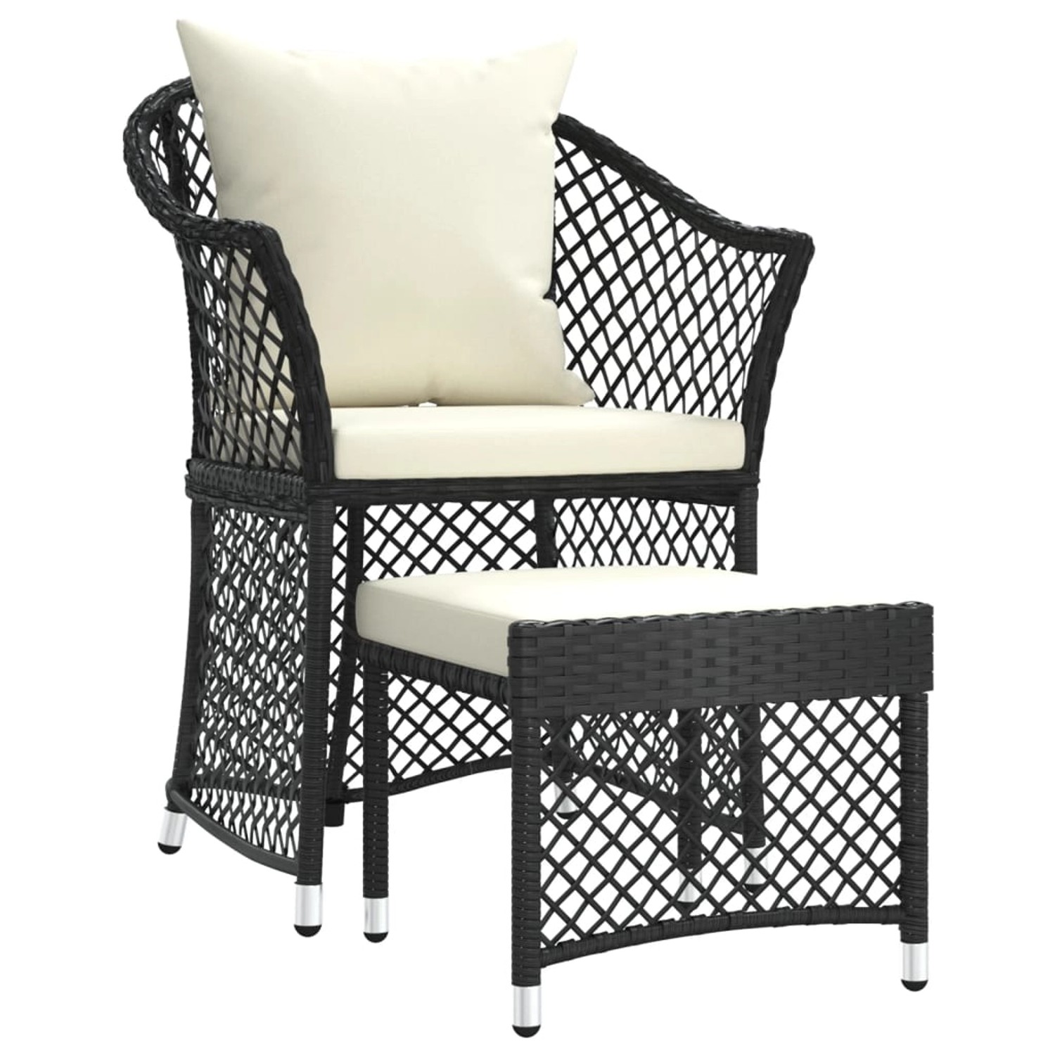 Vidaxl 2-tlg. Garten-lounge-set Mit Kissen Schwarz Poly Rattan günstig online kaufen