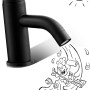 baliv Waschtischarmatur WT-210, Schwarz-matt mit Cartoon-Wasser.