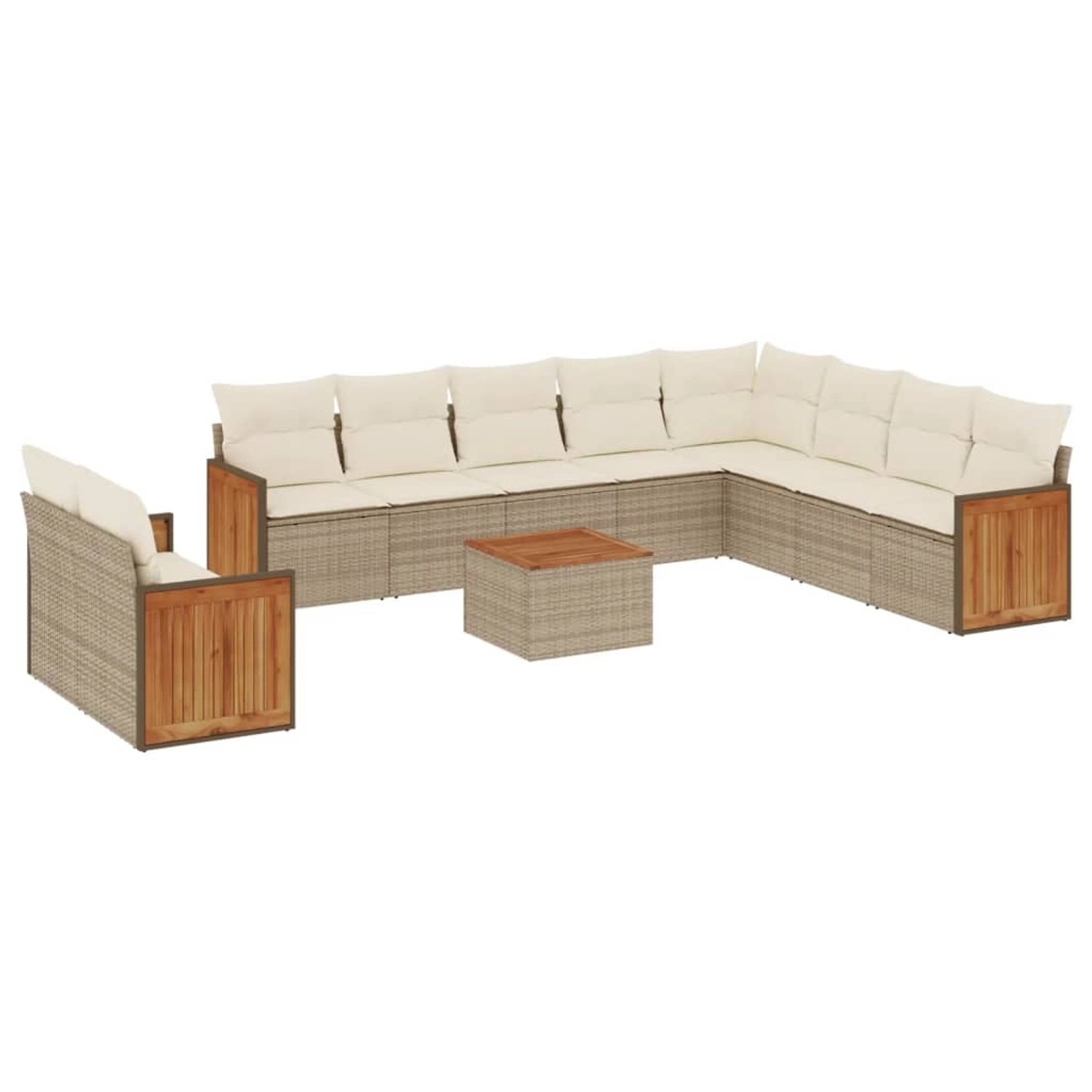 vidaXL 11-Tlg Garten-Sofagarnitur mit Kissen Beige Poly Rattan 3227801 günstig online kaufen