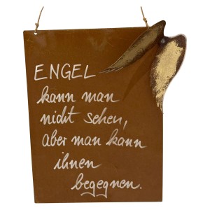 ZGM Rost Deko Spruchtafel mit Engelsflügeln