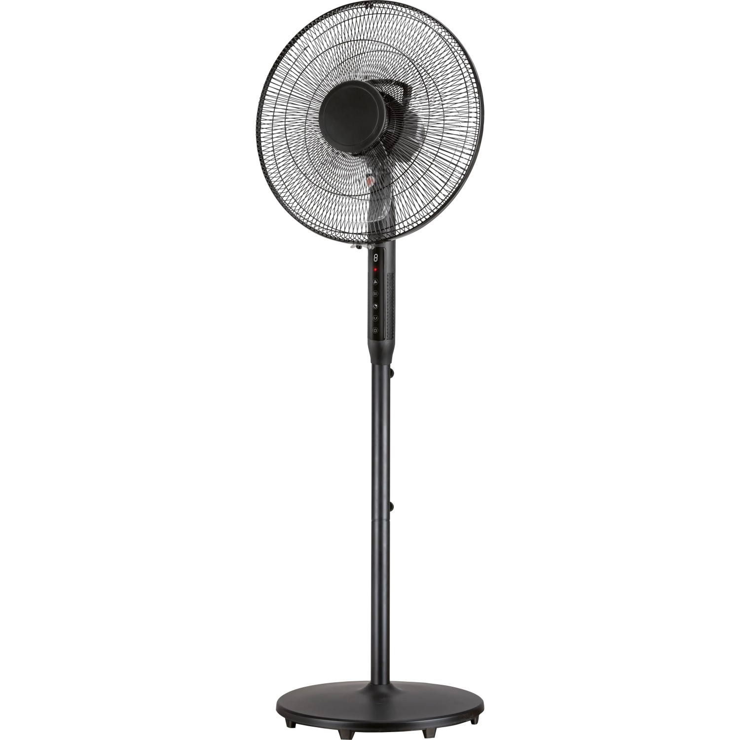 Schwarzer Standventilator Silent, Ø 40 cm, 135 cm hoch, mit Fernbedienung.