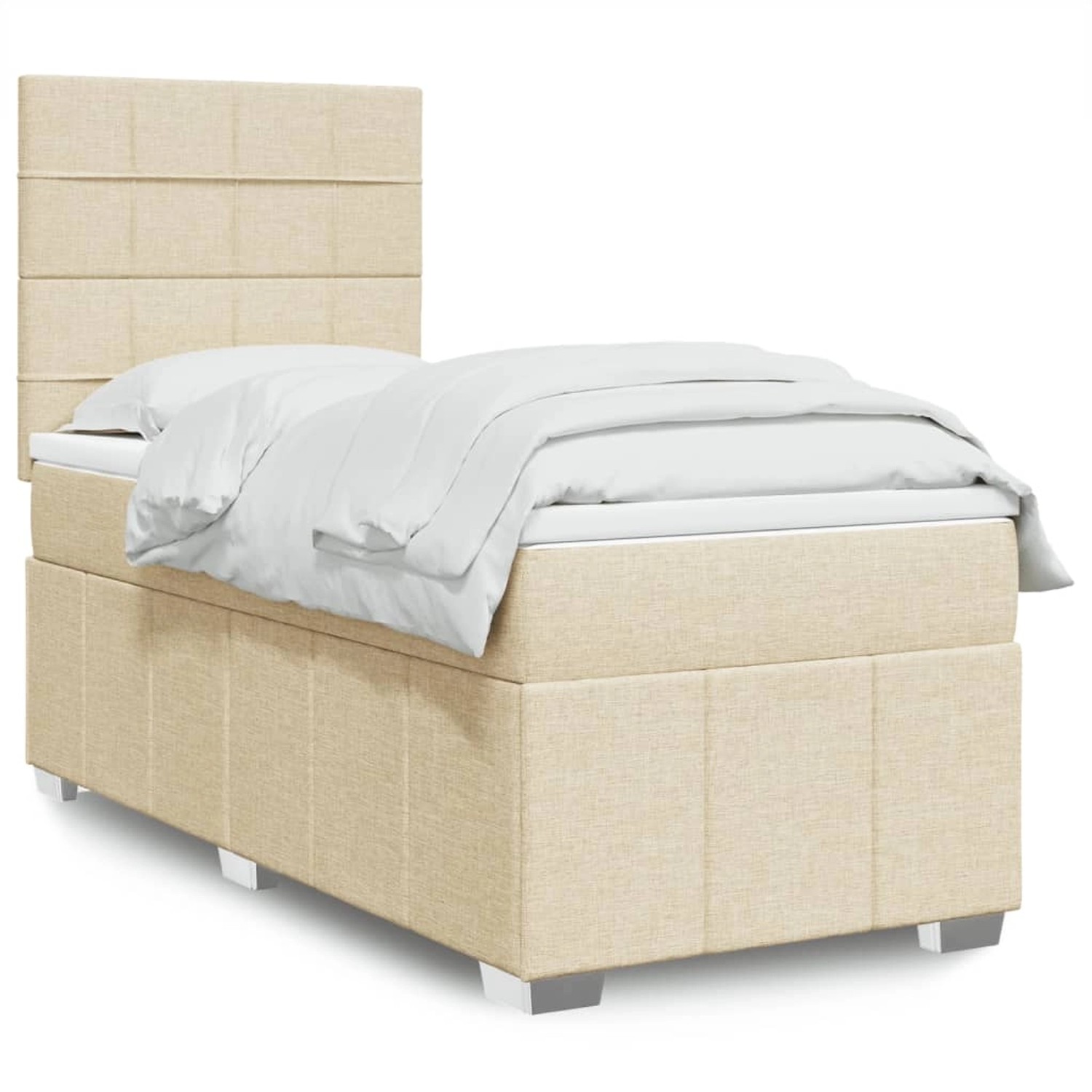 vidaXL Boxspringbett mit Matratze Creme 100x200 cm Stoff 3293884 günstig online kaufen