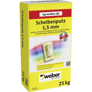 Sack Weber Scheibenputz Weiß, 1,5 mm Körnung, 25 kg. Mineralischer Edelputz für Innen- und Außenbereich.