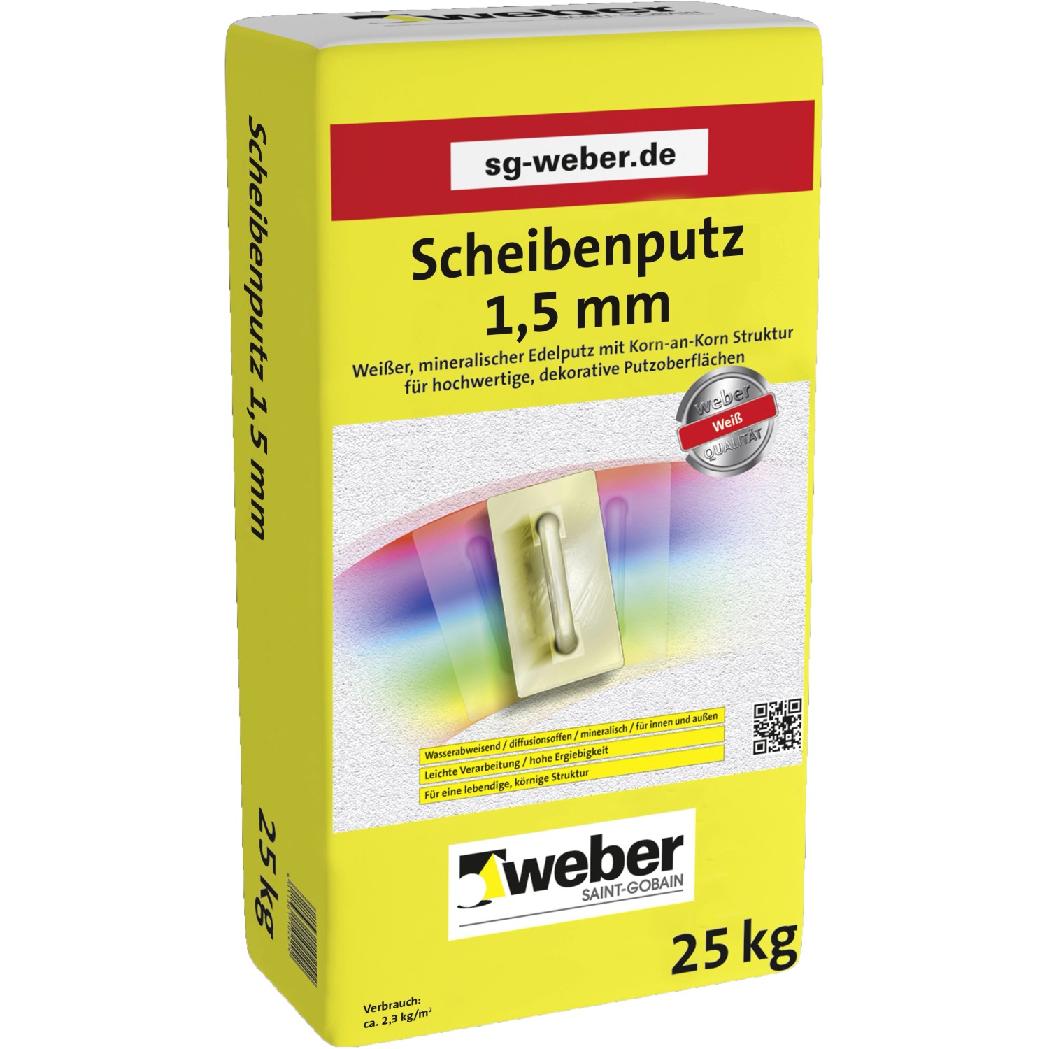 Weber Scheibenputz Weiß 1,5 mm Körnung 25 kg
