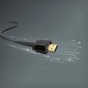 Schwarzes Hama High Speed HDMI Kabel Flexi-Slim 4K mit Stecker, 1,5m Länge.