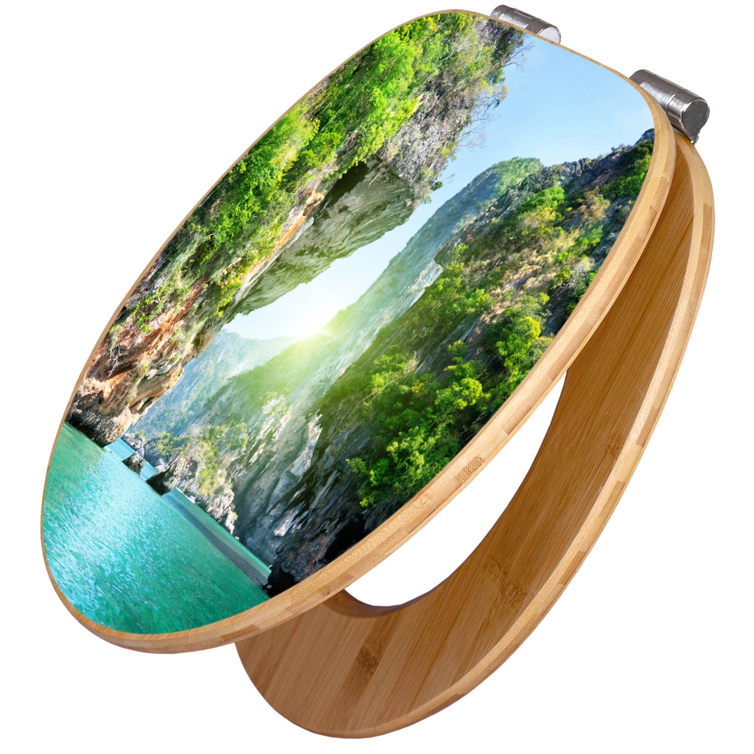 Banjado WC-Sitz aus Bambus mit Absenkautomatik und Motiv Versteckte Bucht.