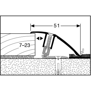 Edelstahl Ausgleichsprofil für Bodenhöhe 7-23mm, Länge 180cm, zur Überbrückung von Bodenbelägen.