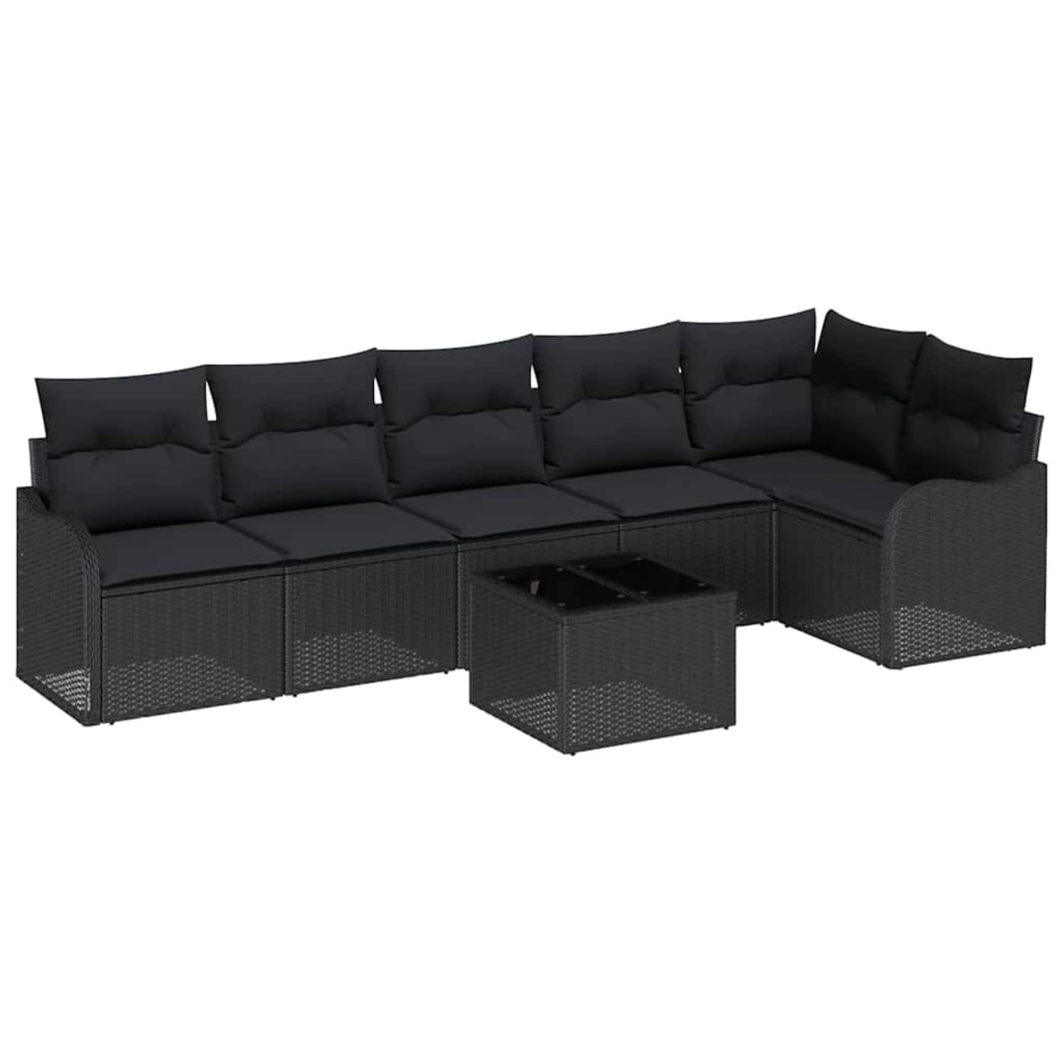 vidaXL Garten-Sofa-Set mit Kissen 7-Tlg Schwarz Poly Rattan 3345733 günstig online kaufen