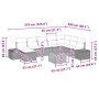 Schwarzes 9-teiliges Garten-Sofa-Set aus Polyrattan mit Tisch und Stauraum.