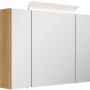 Posseik Spiegelschrank 90 cm Eiche Gold mit LED-Lampe und Glasböden.