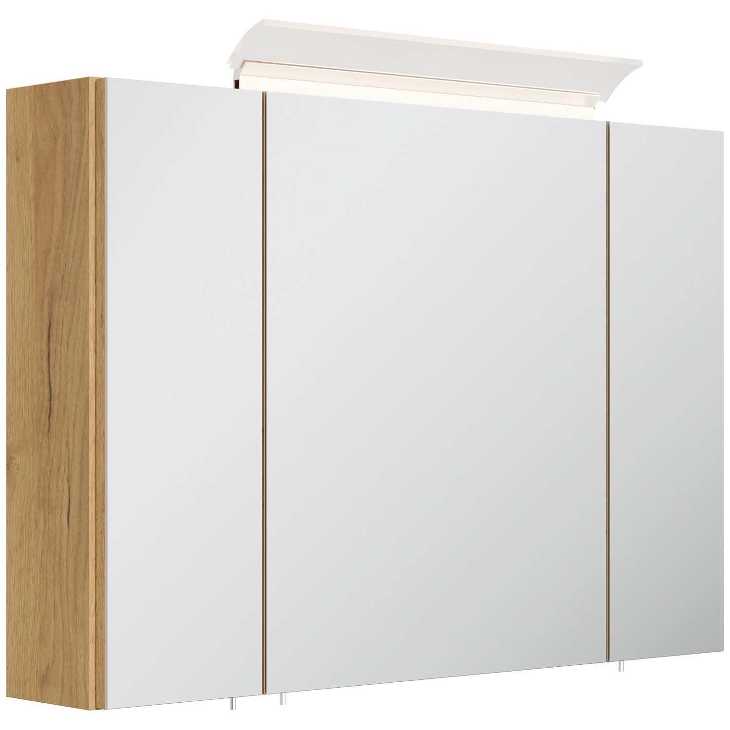 Posseik Spiegelschrank inkl. Design LED-Lampe u. Glasböden 90 cm Eiche Gold günstig online kaufen
