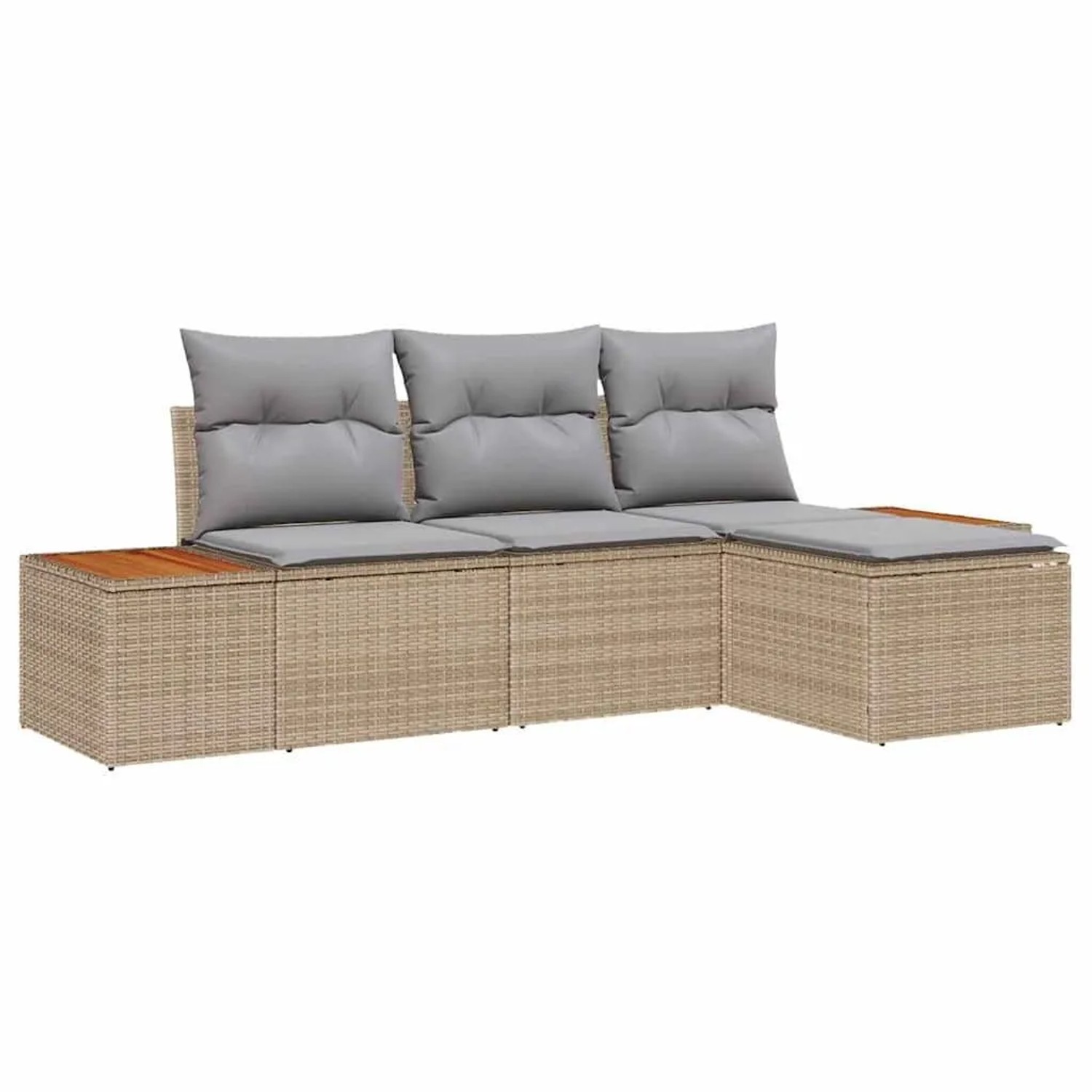 vidaXL Gartensofa-set mit Kissen 4-Tlg Beige Poly-Rattan 3348061 günstig online kaufen