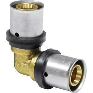 Messing Press-Winkel 20 mm für Trinkwasser- und Heizungsinstallationen.