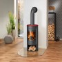Justus Kaminofen Mino 2.0, Stahl schwarz mit bordeauxfarbener Abdeckplatte, 5 kW, Energieeffizienzklasse A+