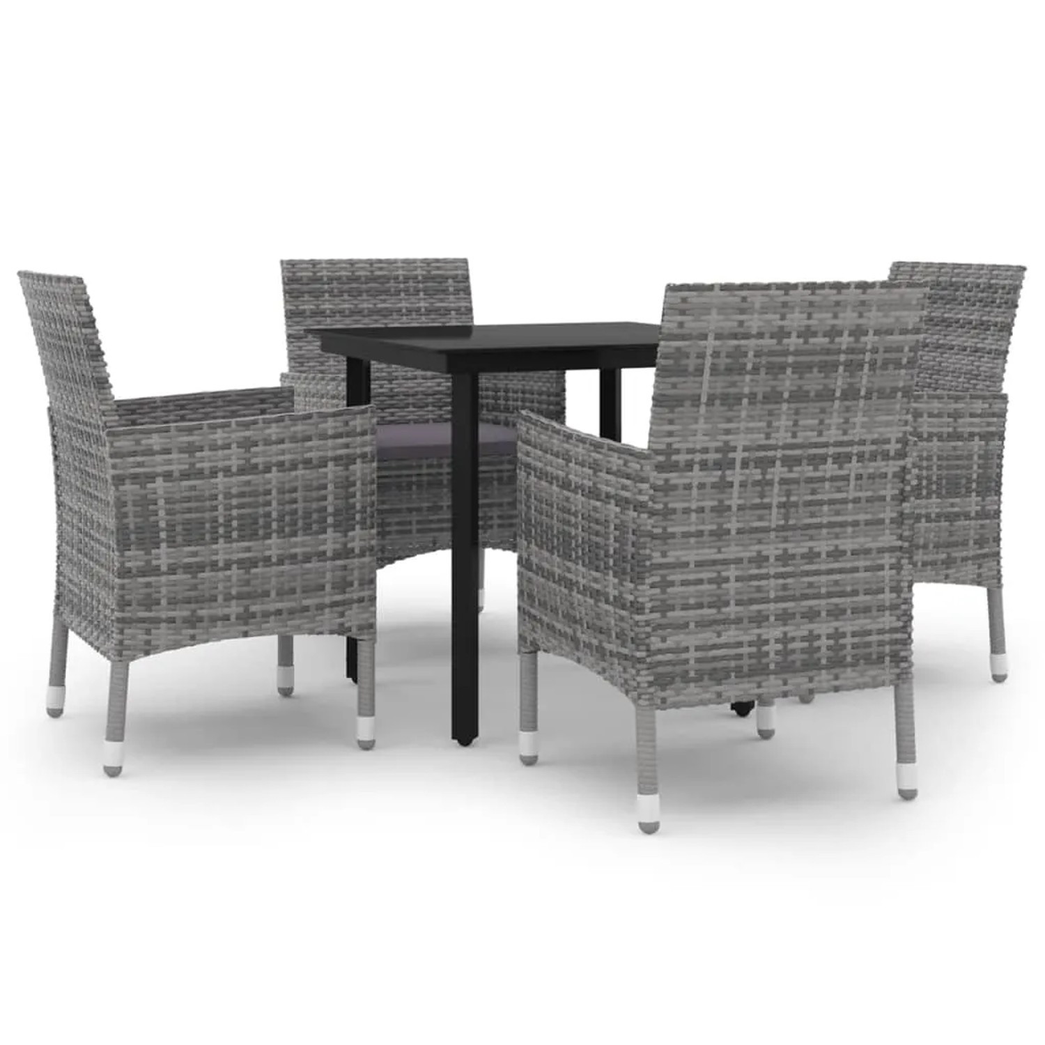 vidaXL 5-Tlg Garten-Essgruppe mit Auflagen Poly Rattan und Glas 3099692