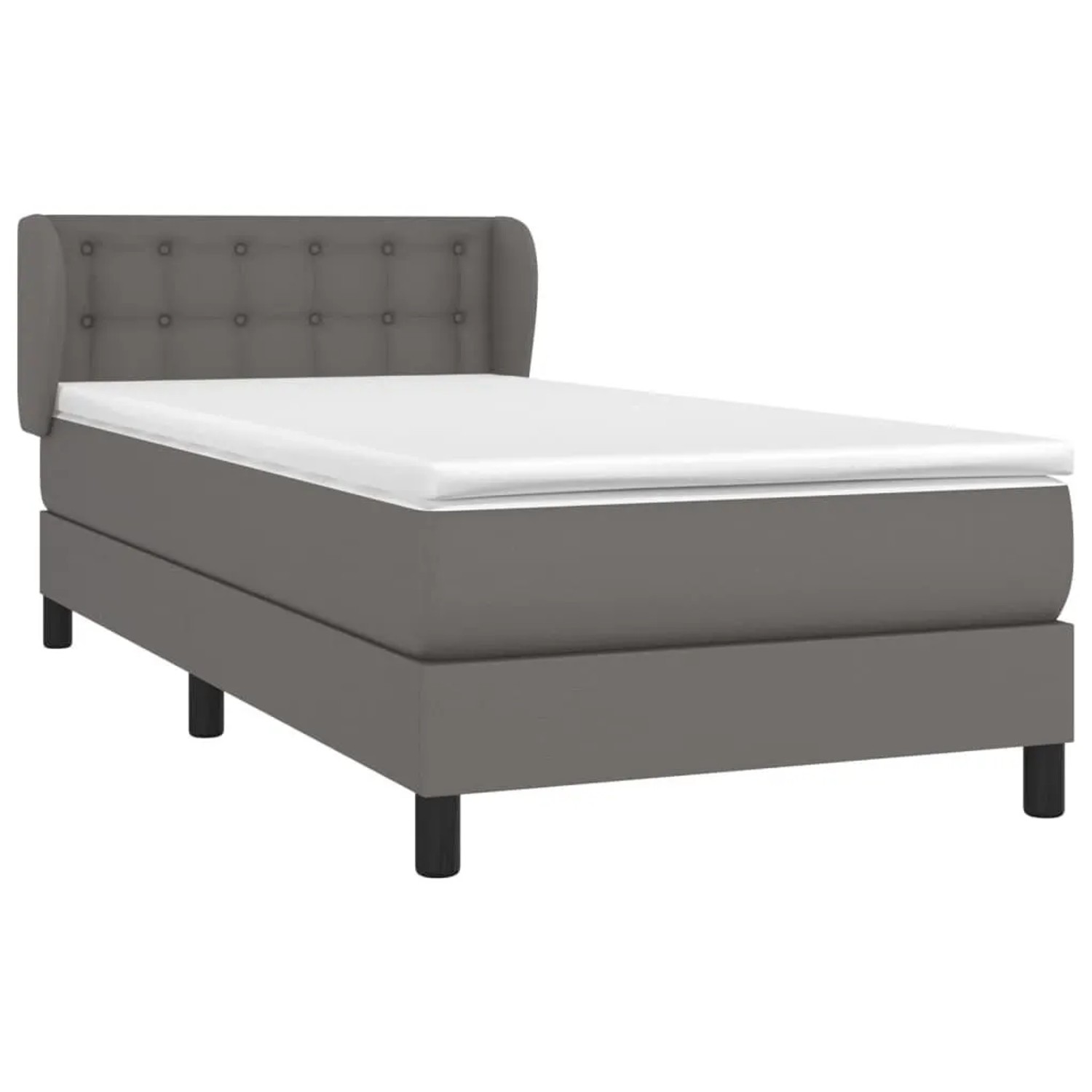 vidaXL Boxspringbett mit Matratze Grau 100x200 cm Kunstleder 3127299 günstig online kaufen
