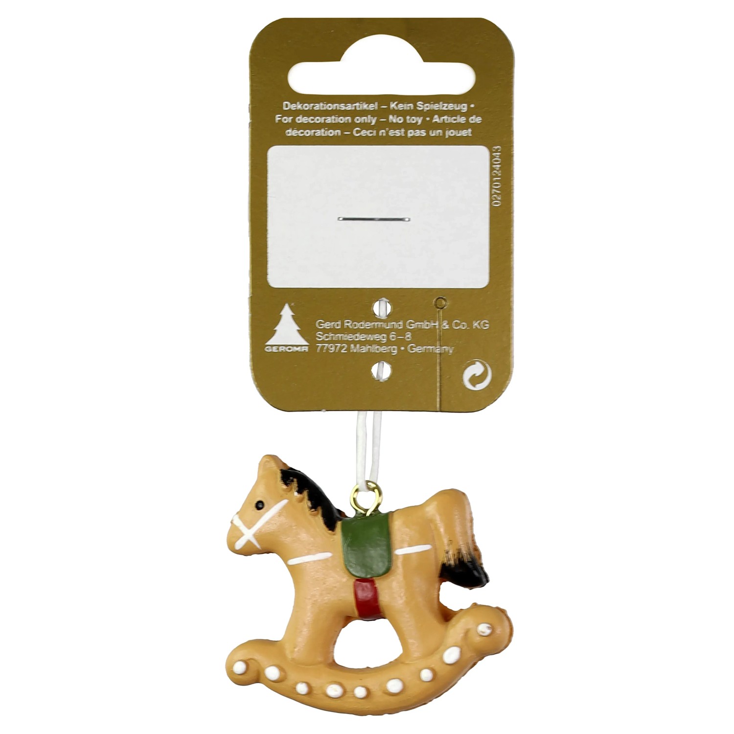 Weihnachts-Deko Lebkuchenschaukelpferd zum Hängen aus Polyresin 4,5 x 4 cm Braun