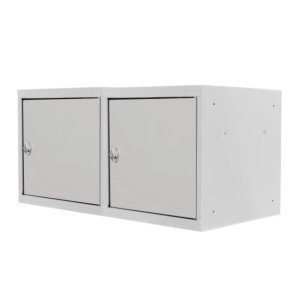 PROREGAL Mega Deal 2x Schließfachwürfel Blocky Mit Drehriegelschloss Für Vorhängeschloss 40x40x40cm Lichtgrau