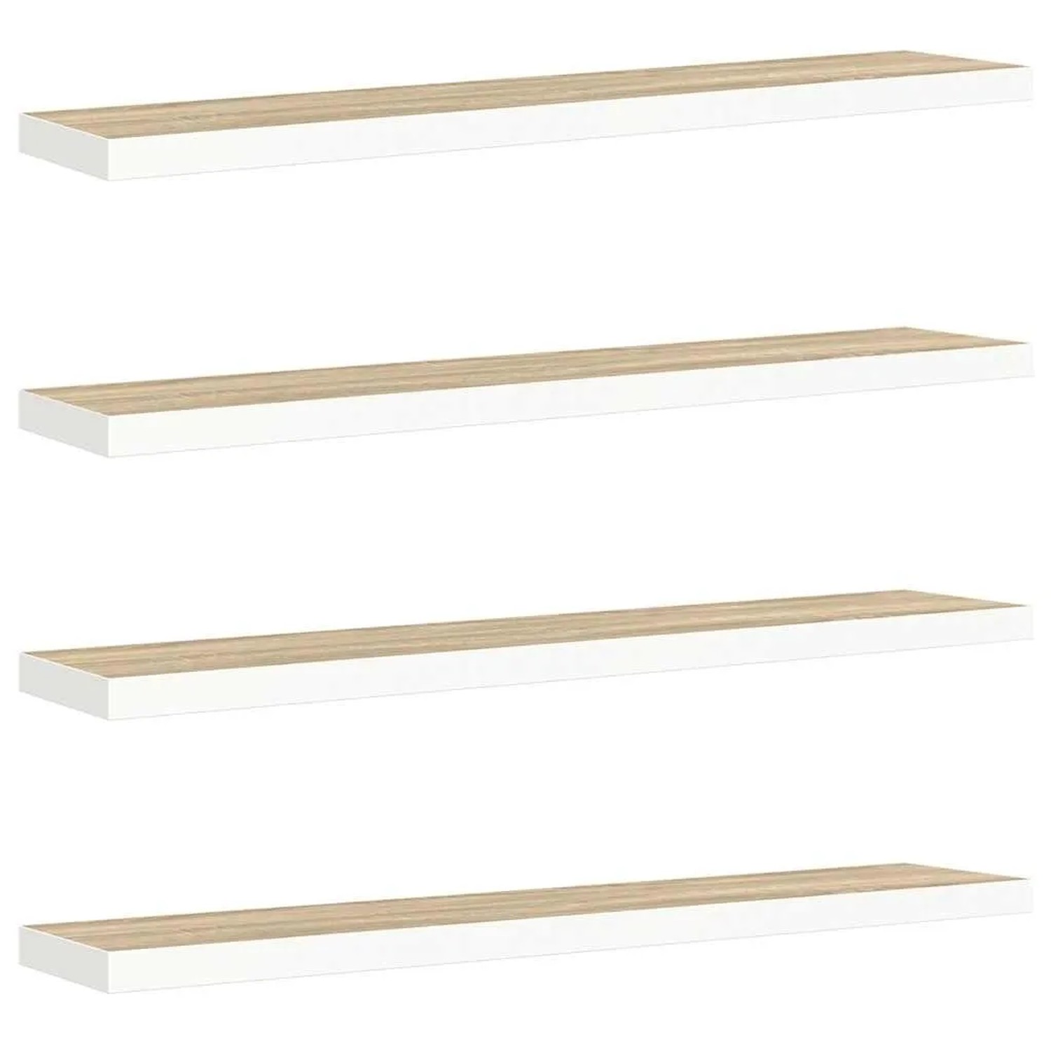 vidaXL Schweberegale 4 Stk Eichen-Optik und Weiß 120x23,5x3,8 cm MDF 326587