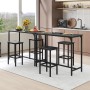 Costway Bartisch Set mit 2 Barhockern, schwarz, für 2 Personen. Essgruppe für Küche oder Esszimmer.