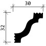Abbildung einer PROFHOME Eckleiste (32x30mm) im Querschnitt, Zubehör für Paneele.