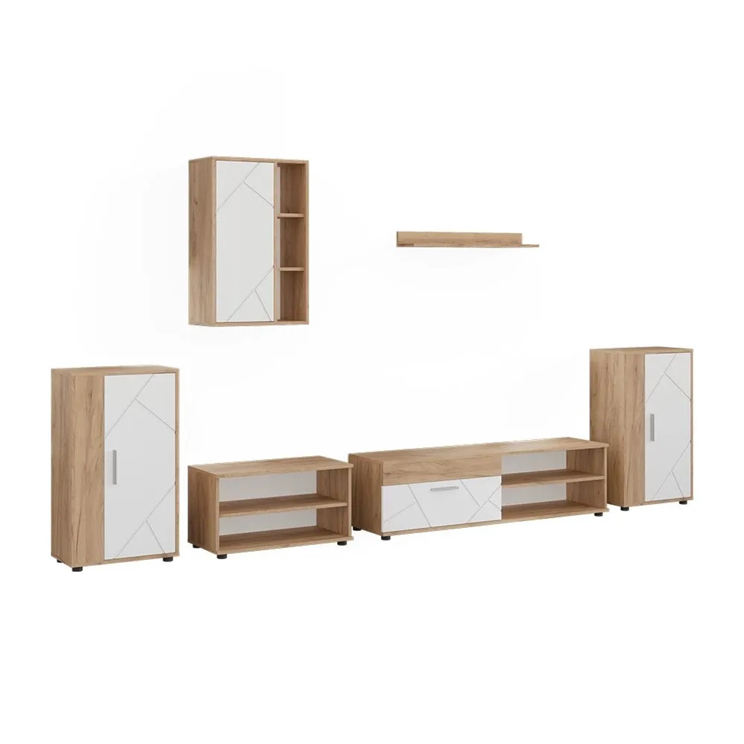 Vicco Wohnwand Berno Goldkraft Eiche/Weiß 50 x 78 6-teiliges Set Art Nr 59217