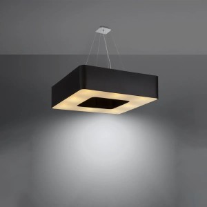 Schwarzer Sollux Lighting Kronleuchter Urano 80, quadratische Hängelampe für Wohnzimmer & Esszimmer.