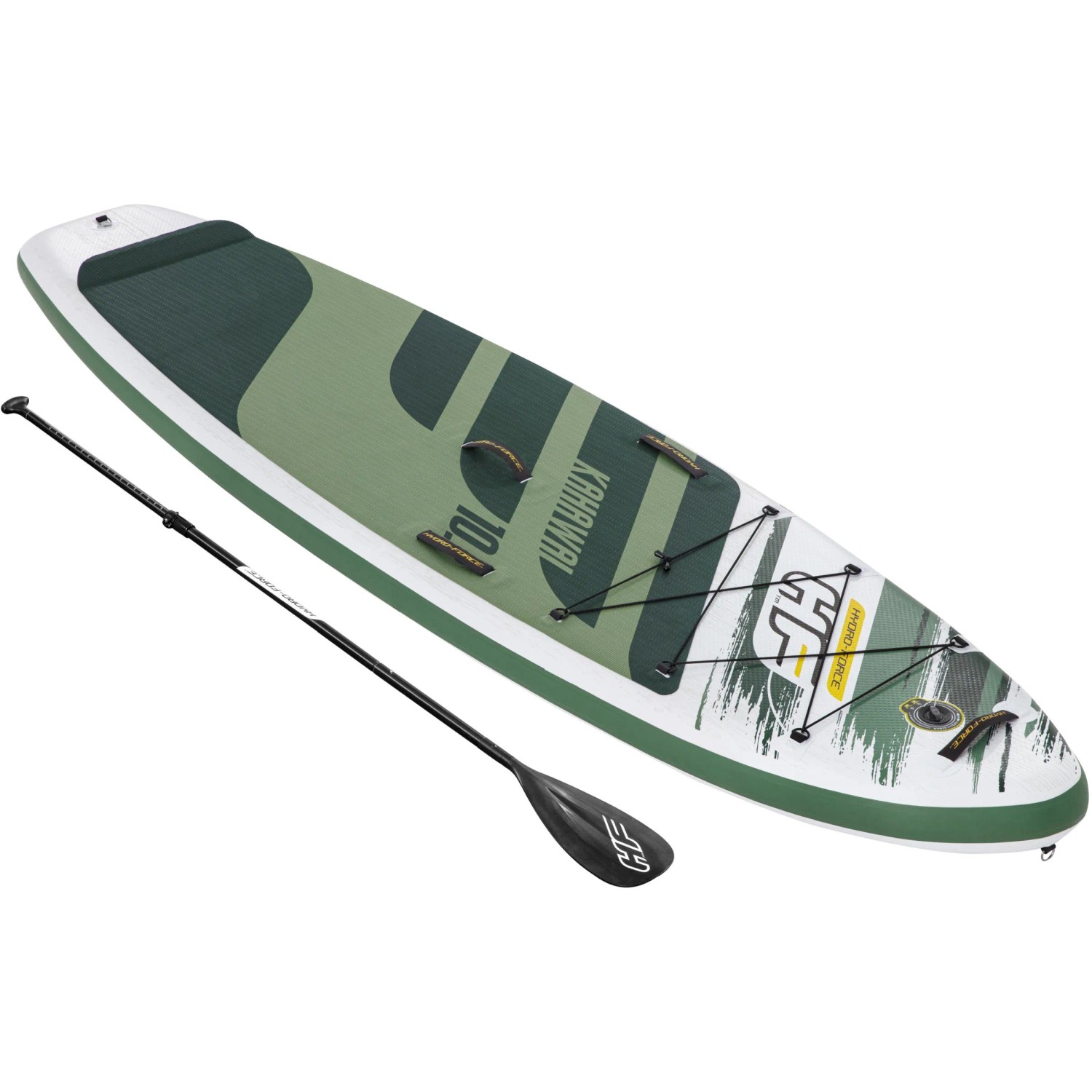 Bestway Hydro-Force SUP River Board Kahawai Set (310 cm) mit Paddel. Aufblasbares Stand Up Paddle Board in Grün/Weiß.