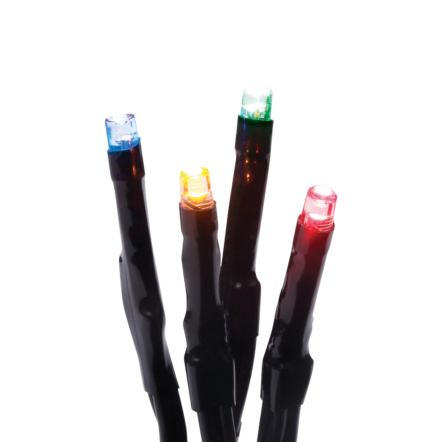 Bunte LED-Büschellichterkette mit 768 LEDs und schwarzem Kabel für Außen- und Innenbereich.