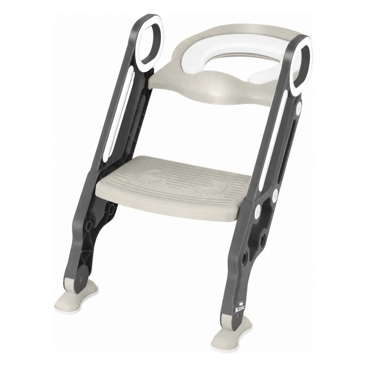 KIDIZ Kinder Toilettensitz Toilettentrainer mit Treppe und Griffen Grau