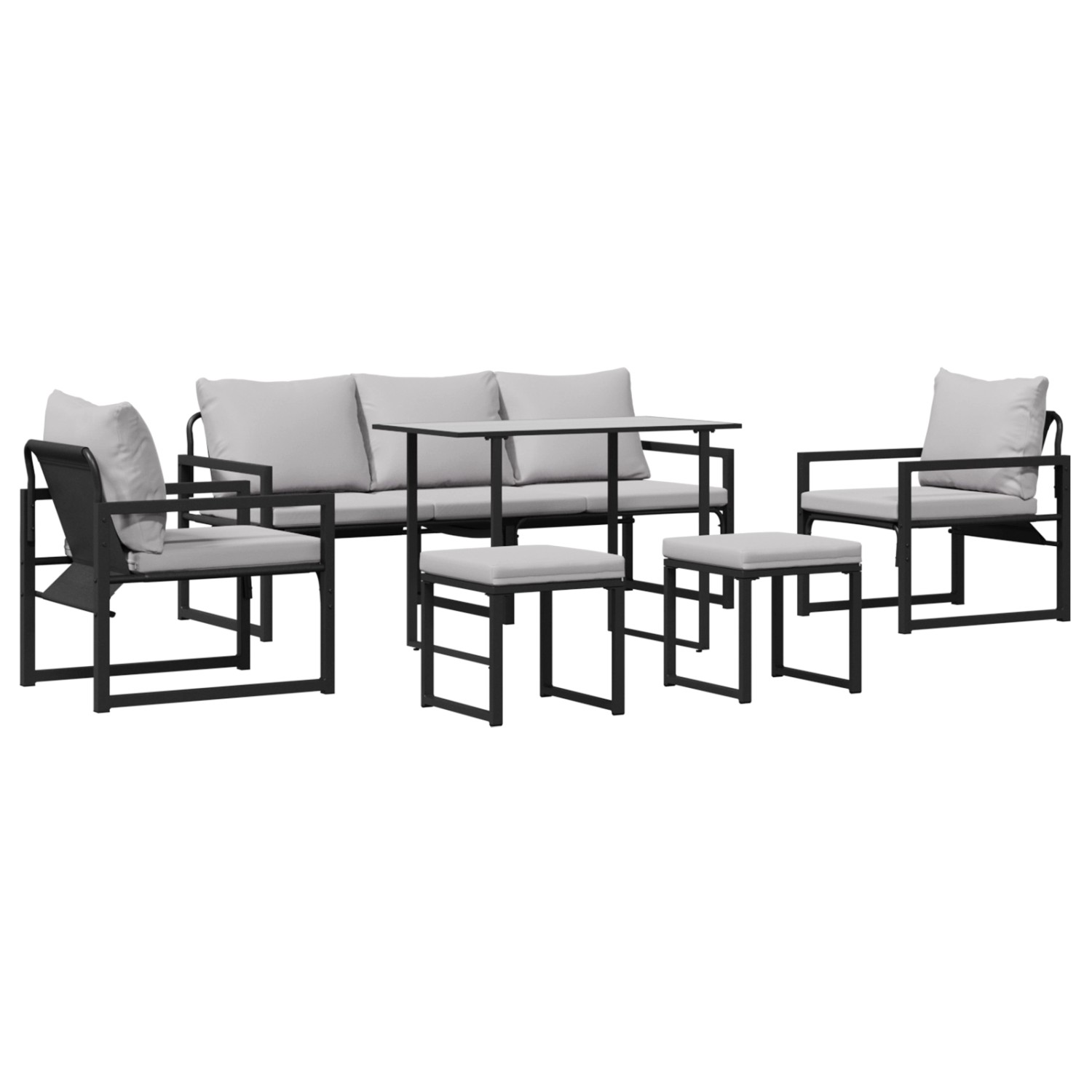 vidaXL Garten-Sofa-Set 6-Tlg Schwarz Stahl 3378954 günstig online kaufen