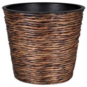 A.H.G. Übertopf aus Wasserhyazinthe, waschbraun, Ø 21cm. Konischer Pflanztopf im Boho Design.