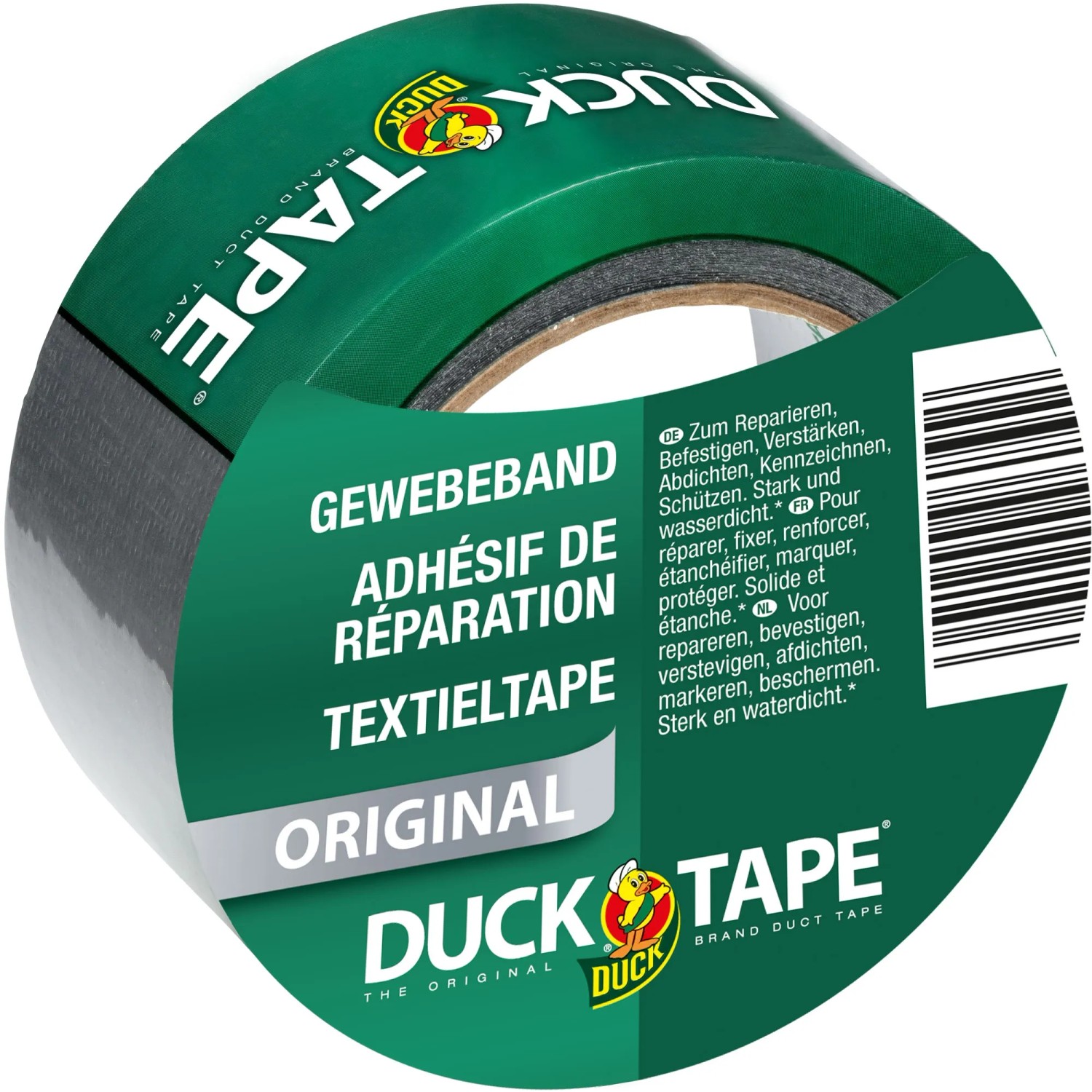 Duck Tape Original Gewebe-Klebeband, silber, 25m. Vielseitig einsetzbares Klebeband für Reparaturen.