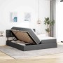 vidaXL Bett mit LED-Lichtleisten Dunkelgrau 200 x 200 cm Stoff 3371592_5