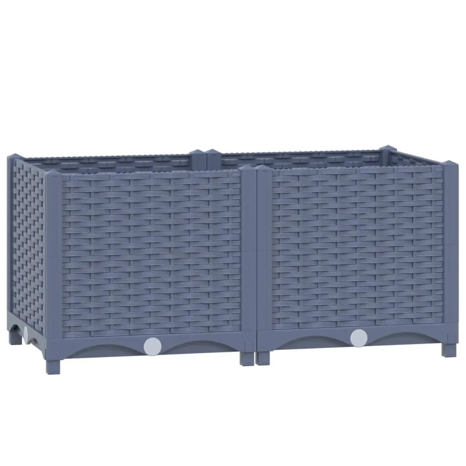 Graues furnicato Hochbeet (80x40x38 cm) aus Polypropylen mit Rattan-Optik.