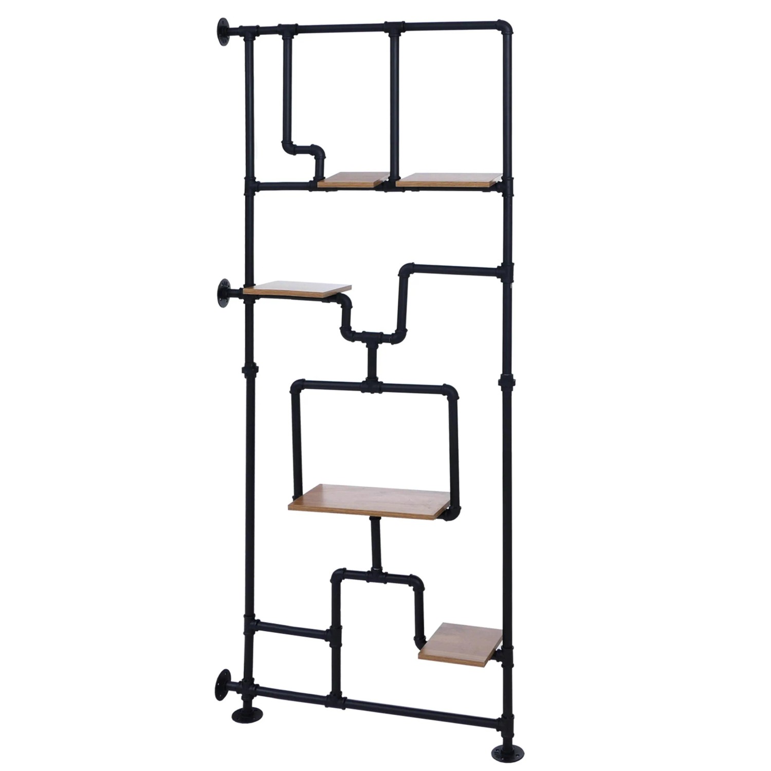 MCW Raumteiler Mit Regal P10 Industrial Metall Melamin 203x80x20cm Braun