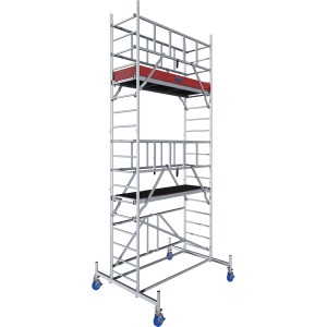 Krause Alu-Fahrgerüst ProTec XS mit 5,8 m Arbeitshöhe, fahrbar mit Rollen.