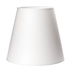 Cremeweißer konischer Stofflampenschirm für Stehleuchten, Ø 45 cm. Obere Befestigung, lichtdurchlässig für sanftes Licht.
