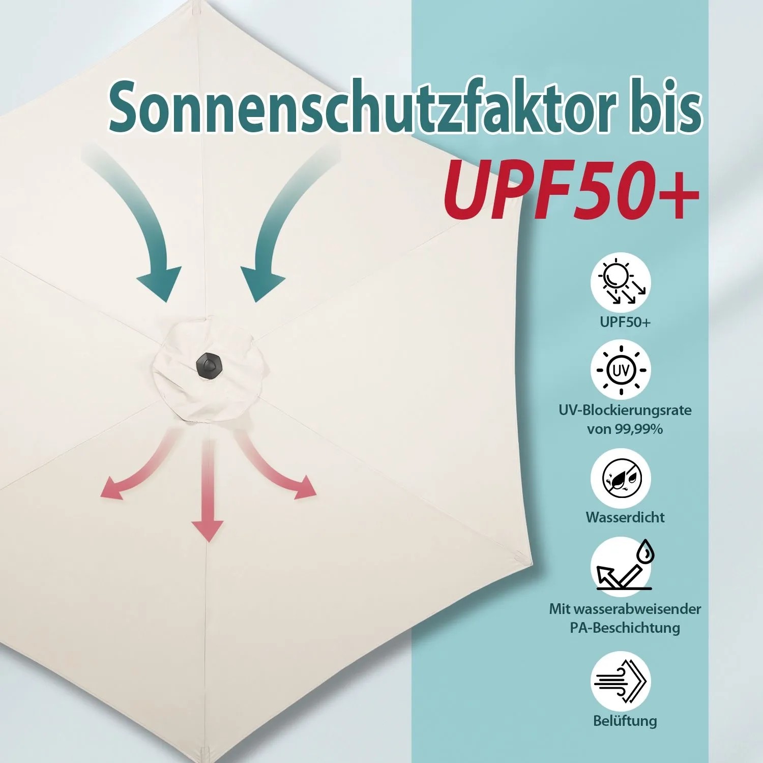 Sekey Sonnenschirm Gartenschirm mit Kurbel 270 cm_6