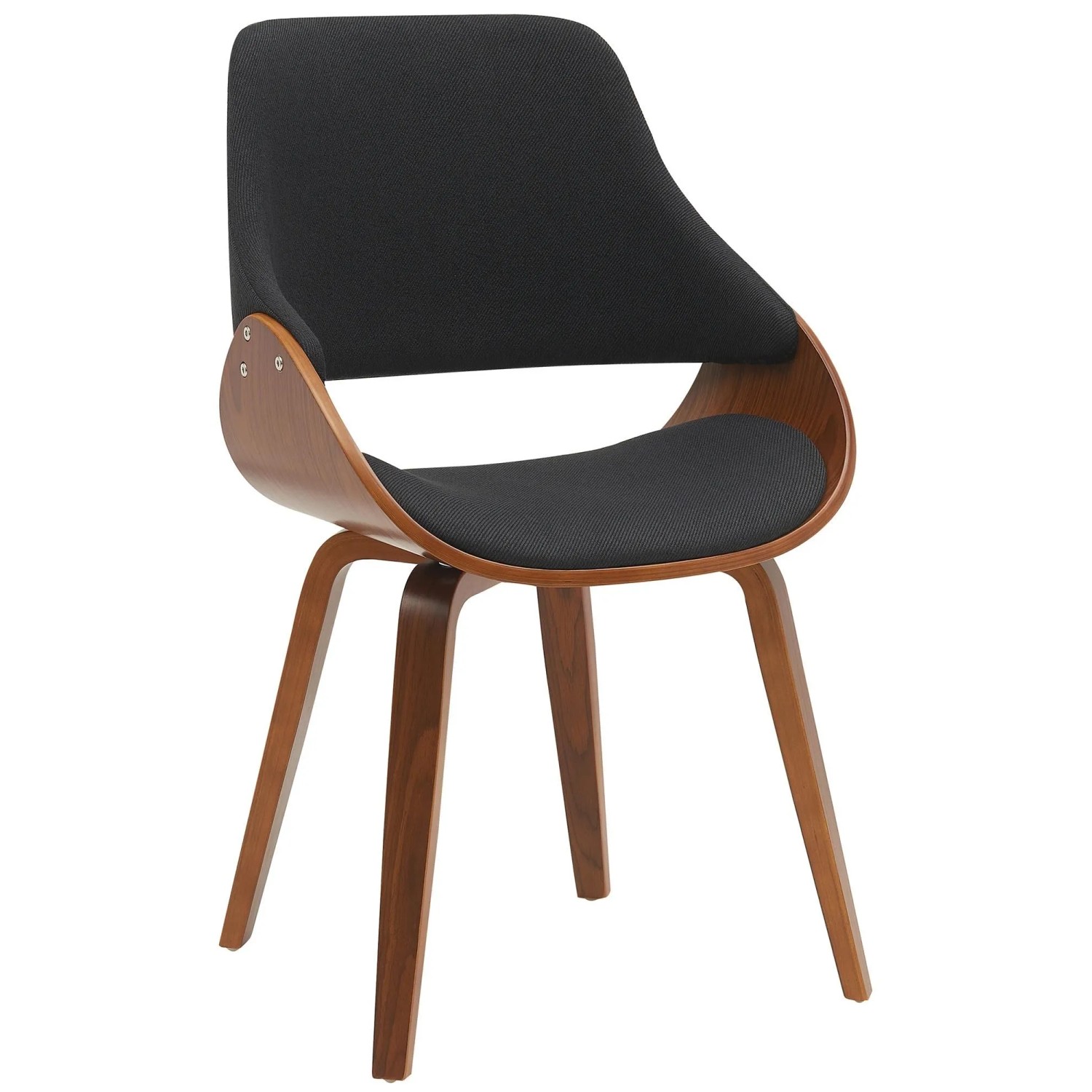 DELUKE Esszimmerstuhl GILIS Stoff Walnuss/schwarz 52x54x86cm Essstühle Esszimmerstühle Küchenstühle Wohnzimmerstühle
