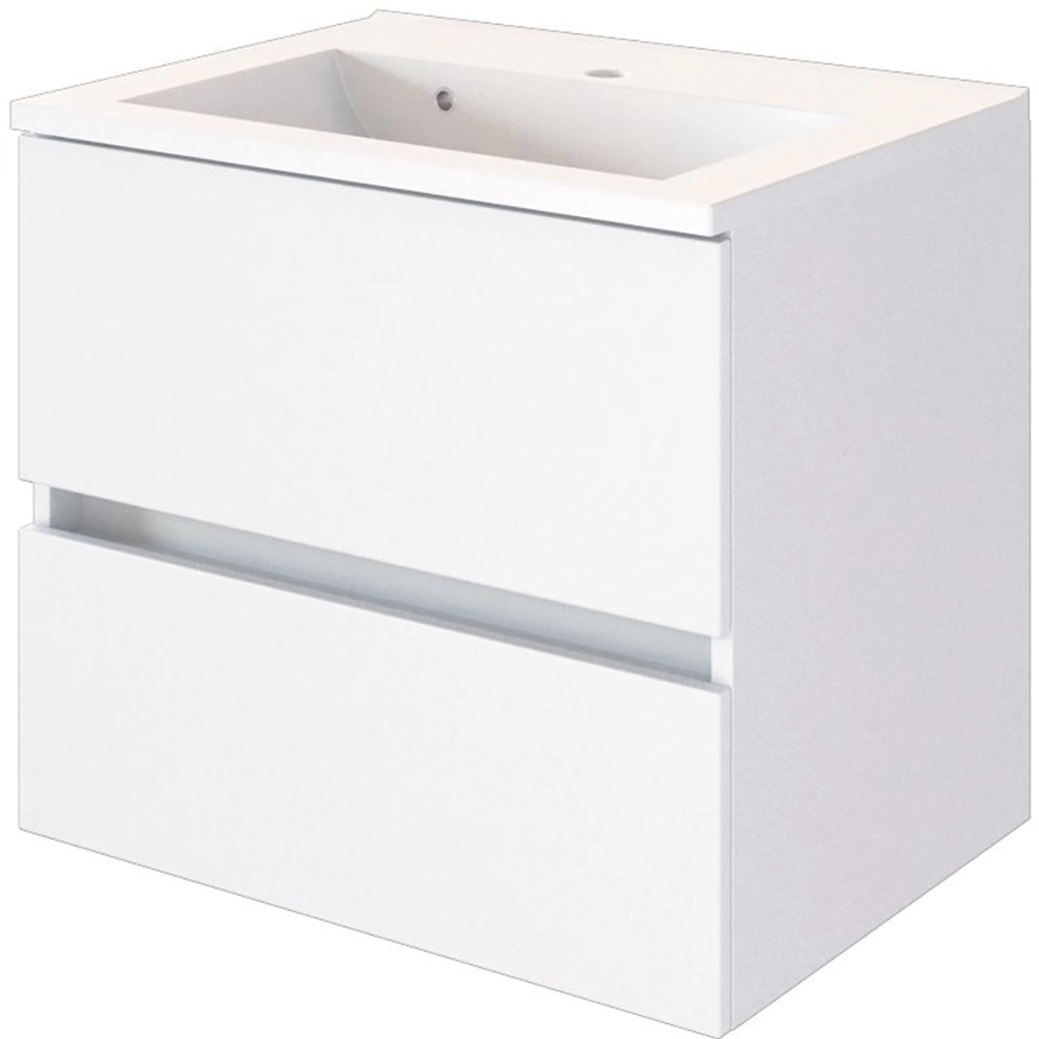 Held Möbel Waschtisch-Set Verona, 60 cm, matt Weiß mit Mineralgussbecken und zwei Auszügen.