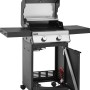 Jamestown Gasgrill Kane mit 2 Brennern, offenem Deckel, Seitentischen und modular Grillrostsystem.