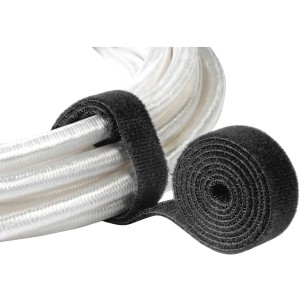 Schwarzes Hama Klettband, 1,9 cm x 100 cm, zum Bündeln von Kabeln.